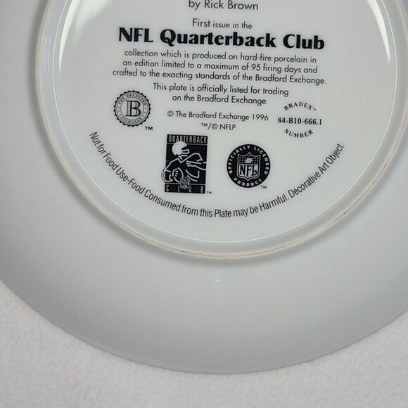 1996 Bradford Exchange Dan Marino NFL Quarterback Club 8" Plate Miami Dolphins - Picture 8 of 11
